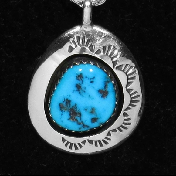 Jewelry - VTG NATIVE AMERICAN NAVAJO Sterling Sleeping Beauty Turquoise Pendant
